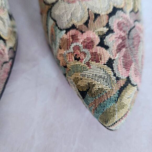 Troylings women's '90s vintage size 8 floral tapestry pointed toe high heels pum - Picture 4 of 6